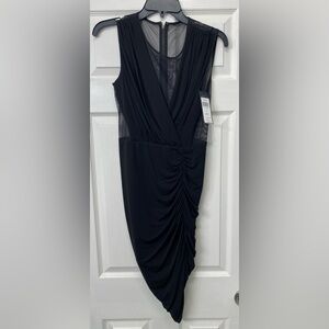 BCBGMaxAzria Black mesh asymmetrical mini Dress: NWT